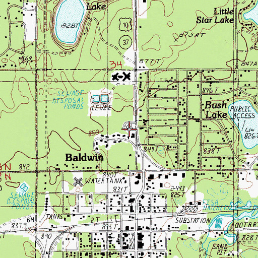 Topographic Map of Baldwin Family Health Care Clinic, MI