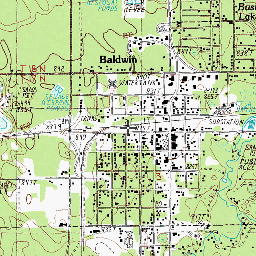 Topographic Map of Baldwin Station, MI