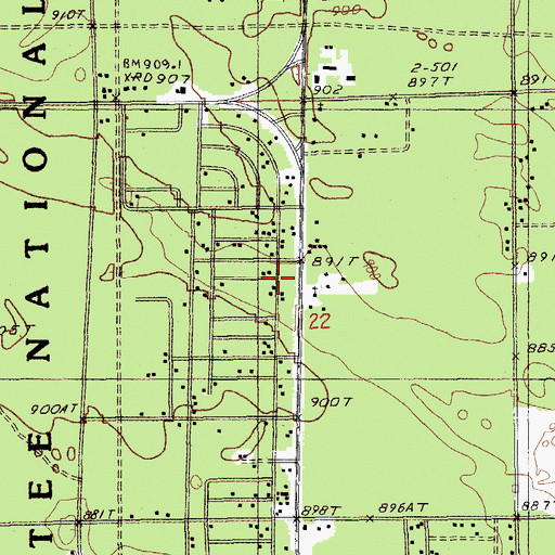 Topographic Map of Goodwill Missionary Baptist Church, MI