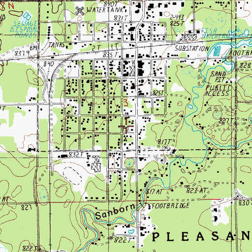 Topographic Map of Baldwin Post Office, MI
