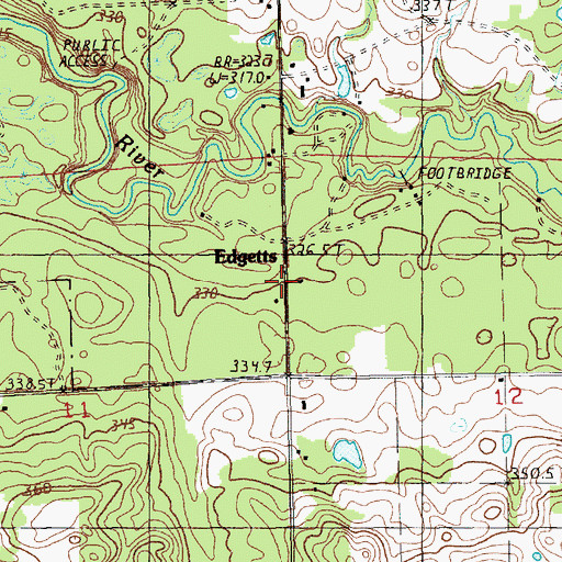 Topographic Map of Edgetts Station (historical), MI
