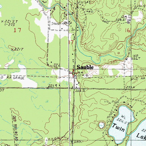 Topographic Map of Sauble Post Office (historical), MI