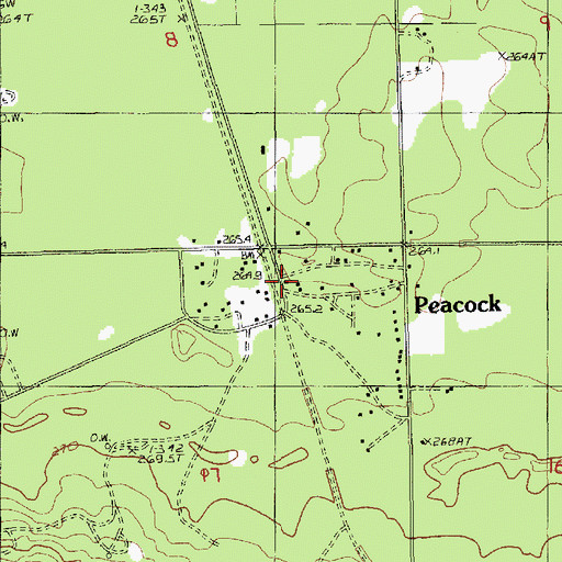 Topographic Map of Peacock Post Office (historical), MI