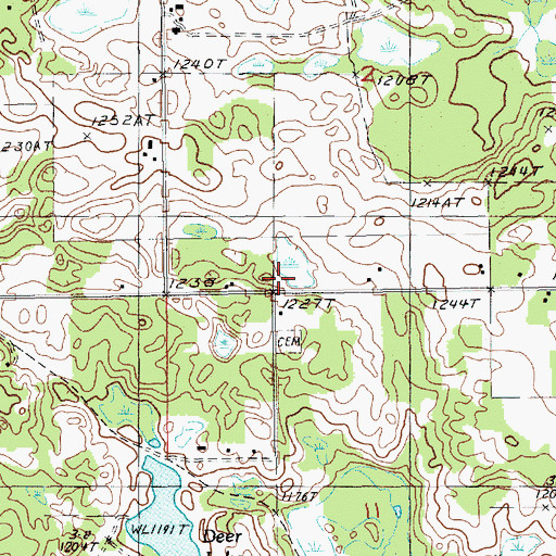 Topographic Map of Deer Lake Post Office (historical), MI