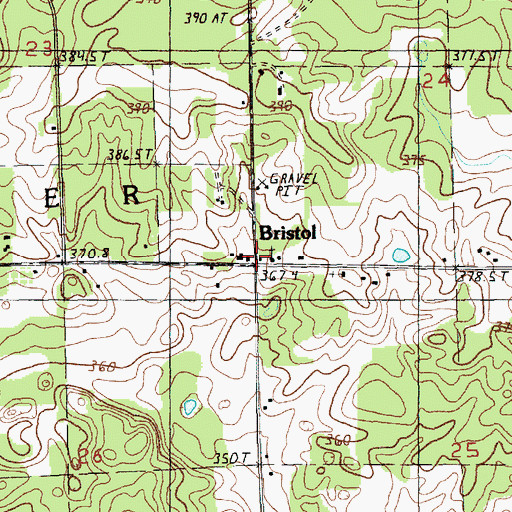 Topographic Map of Bristol Post Office (historical), MI