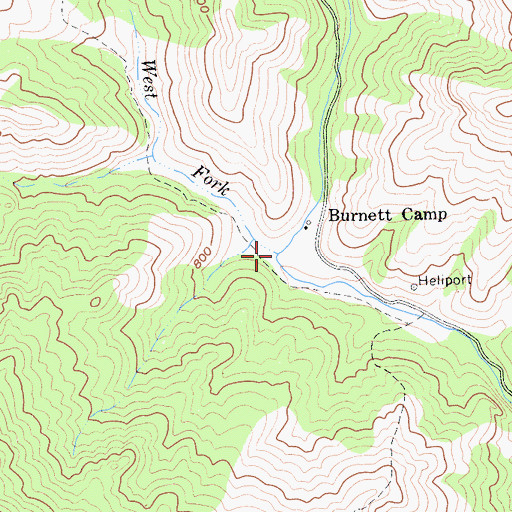 Topographic Map of West Fork Burnett Creek, CA