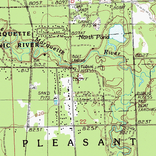 Topographic Map of Brown Trout Historical Marker, MI