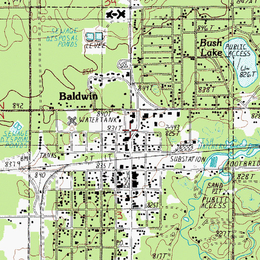 Topographic Map of Lake County Historical Marker, MI
