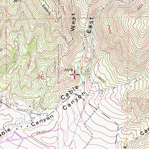 Topographic Map of West Fork Cable Canyon, CA