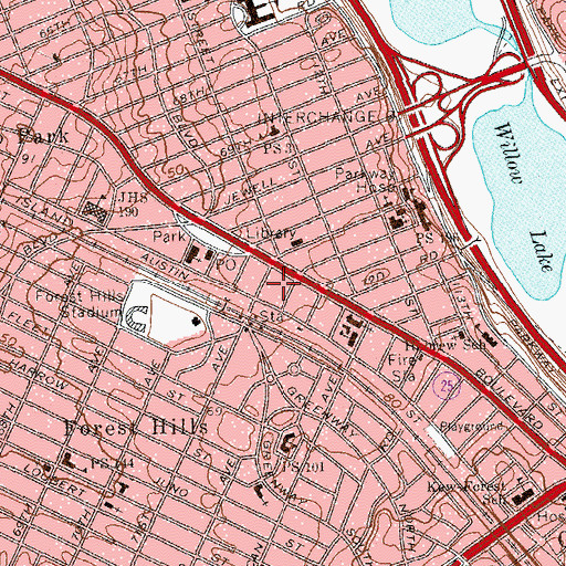 Topographic Map of Forest Hills Theatre (historical), NY
