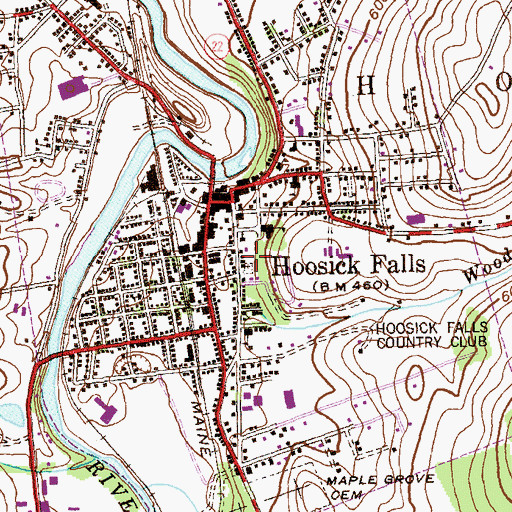 Topographic Map of First Baptist Church of Hoosick Falls, NY