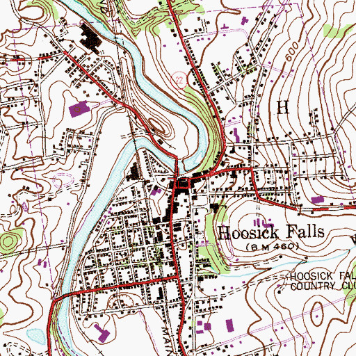 Topographic Map of Hoosick Falls Community Church, NY