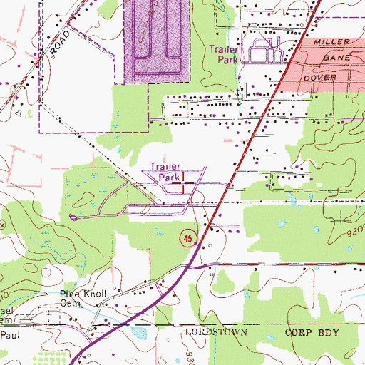 Topographic Map of Villager Mobile Home Park, OH
