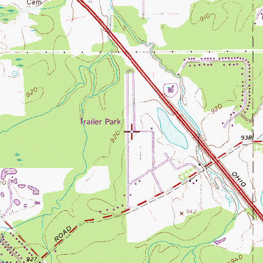 Topographic Map of Blue Water Manor, OH
