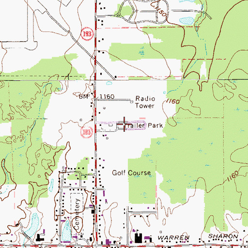 Topographic Map of Midway Mobile Home Park, OH