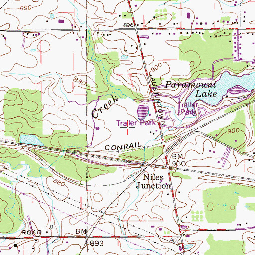 Topographic Map of Westwood Lake Park, OH