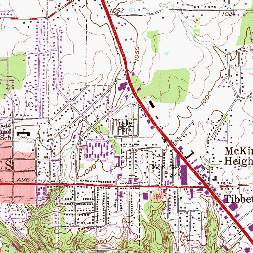 Topographic Map of Suburban Mobile Home Park, OH