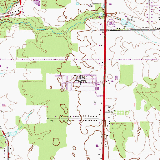 Topographic Map of Bel Air Mobile Home Park, OH