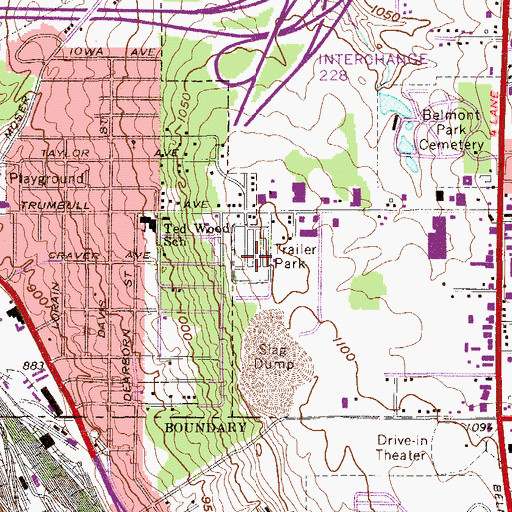 Topographic Map of Hillcrest Trailer Court, OH