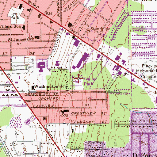 Topographic Map of Oak Hill Mobile Home Park, OH