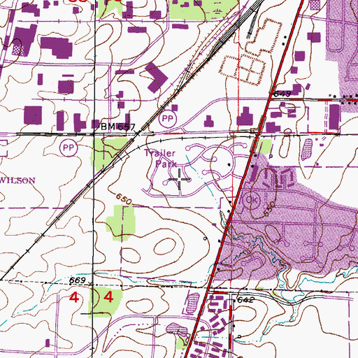 Topographic Map of Indian Meadows, WI