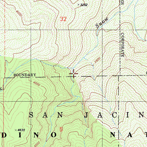 Topographic Map of West Fork Snow Creek, CA