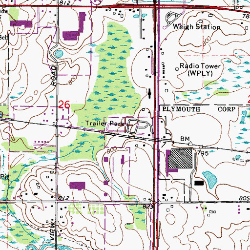 Topographic Map of Plymouth Country View Estates, WI
