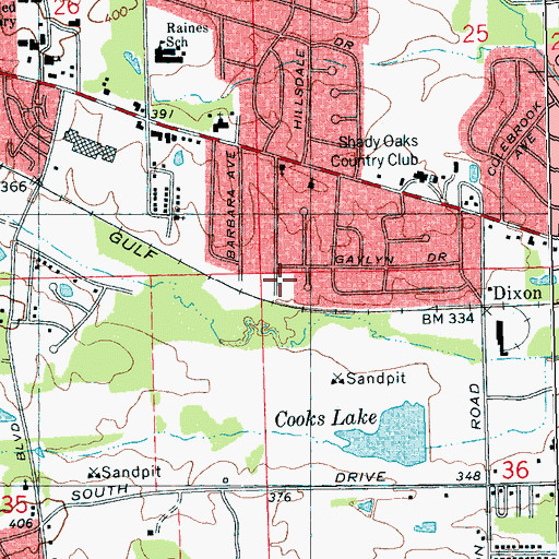 Topographic Map of Gaylyn Terrace, MS