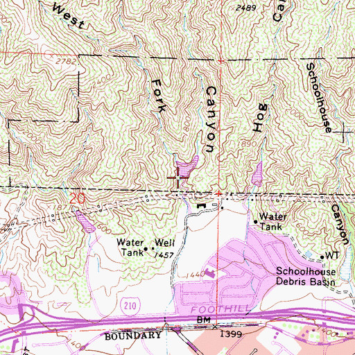 Topographic Map of West Fork Sombrero Canyon, CA