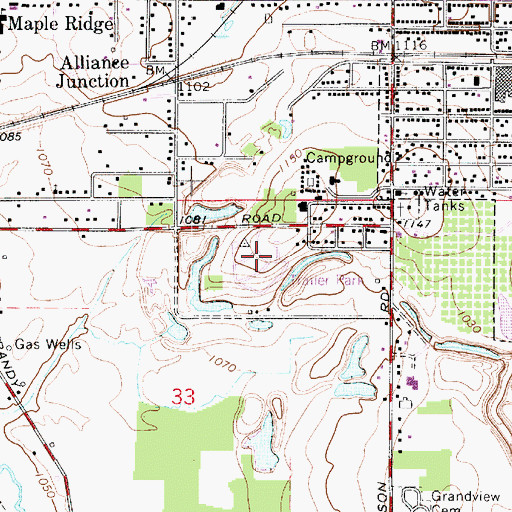 Topographic Map of Tecumseh Village Mobile Home Park, OH