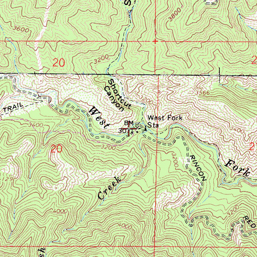 Topographic Map of West Fork Station, CA