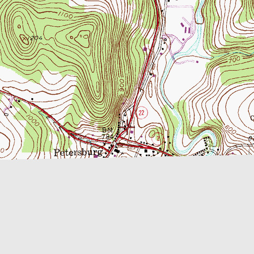 Topographic Map of Petersburgh United Methodist Church, NY