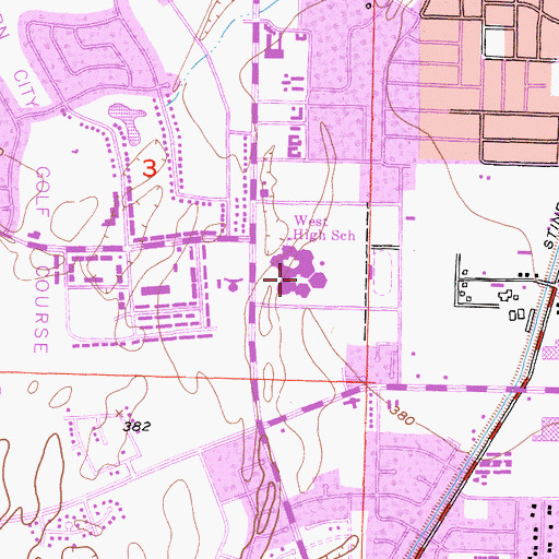 Topographic Map of West High School, CA