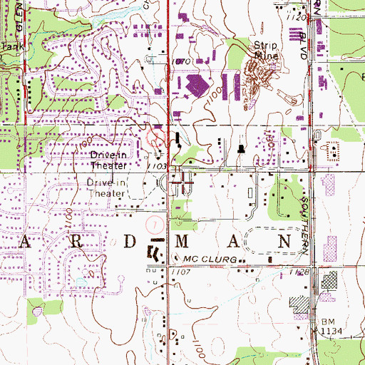 Topographic Map of Shadybrook Mobile Home Park, OH