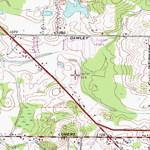 Topographic Map of Birchwood Manor, OH