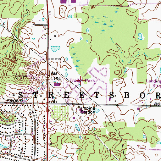 Topographic Map of Camelot Village, OH