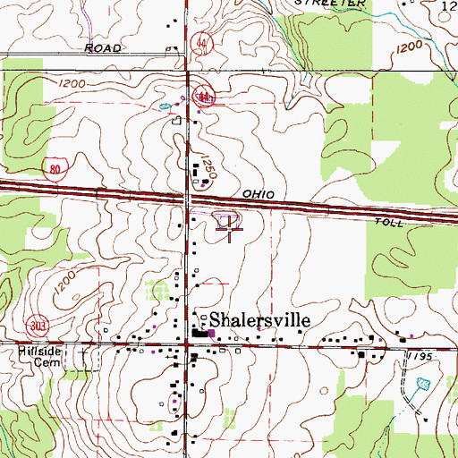 Topographic Map of Evergreen Village, OH