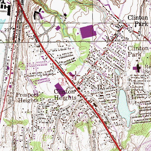 Topographic Map of Church of Saint Mary at Clinton Heights, NY