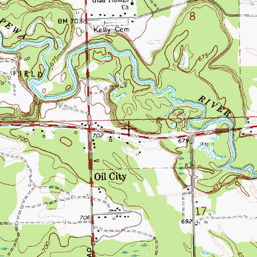 Topographic Map of Oil City Assembly of God Church, MI