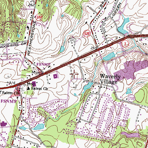 Topographic Map of Waverly Center Shopping Center, VA