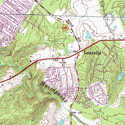 Topographic Map of Mill Garden Plaza Shopping Center, VA