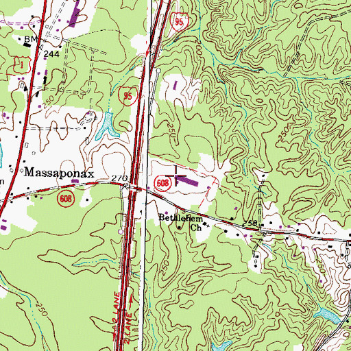 Topographic Map of Hall Industrial Park, VA
