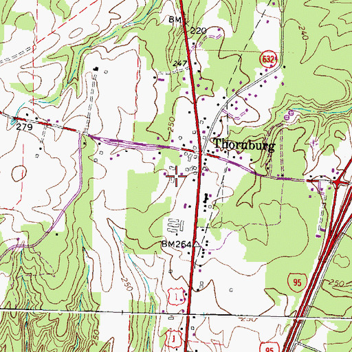 Topographic Map of Travelers Row Shopping Center, VA