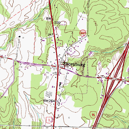 Topographic Map of Thornburg Center Shopping Center, VA