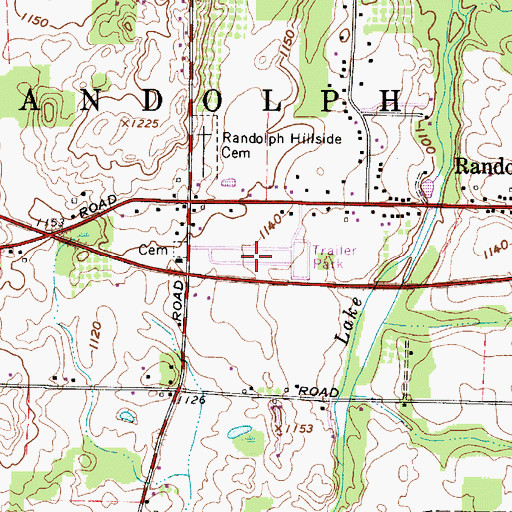 Topographic Map of Randolph Acres Mobile Home Park, OH