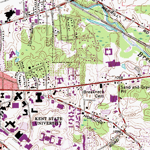 Topographic Map of Kent Mobile Home Park, OH