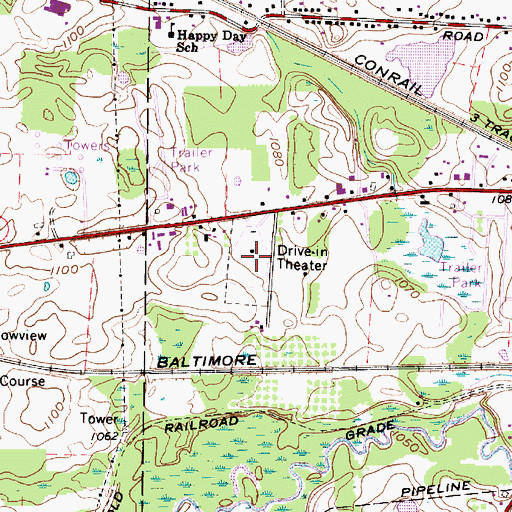 Topographic Map of Midway Drive-In, OH