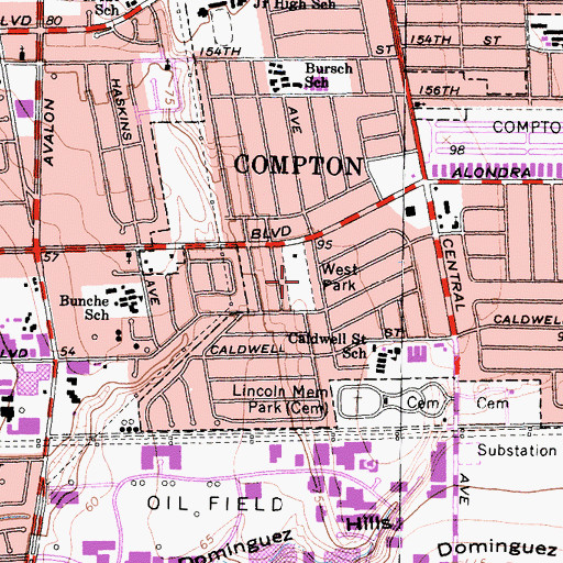 Topographic Map of Burrel McDonald Park, CA
