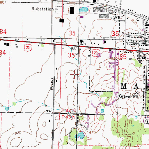 Topographic Map of Indian Trails, IL