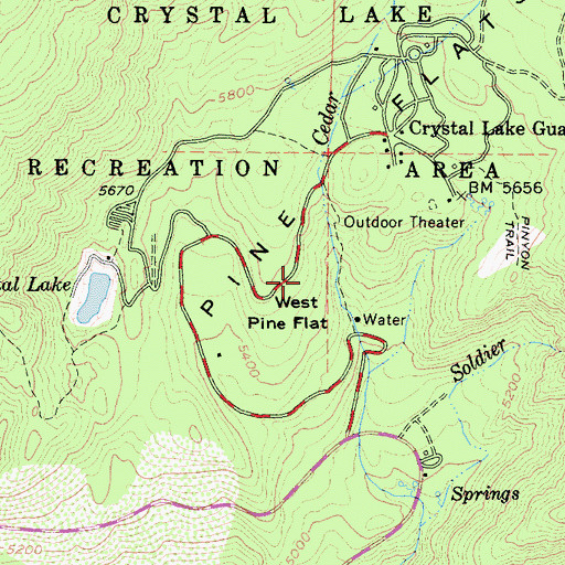 Topographic Map of West Pine Flat, CA
